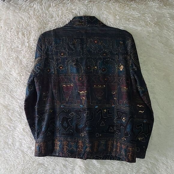Chico's Embellished Jean Jacket Size 8 - Picture 3 of 6